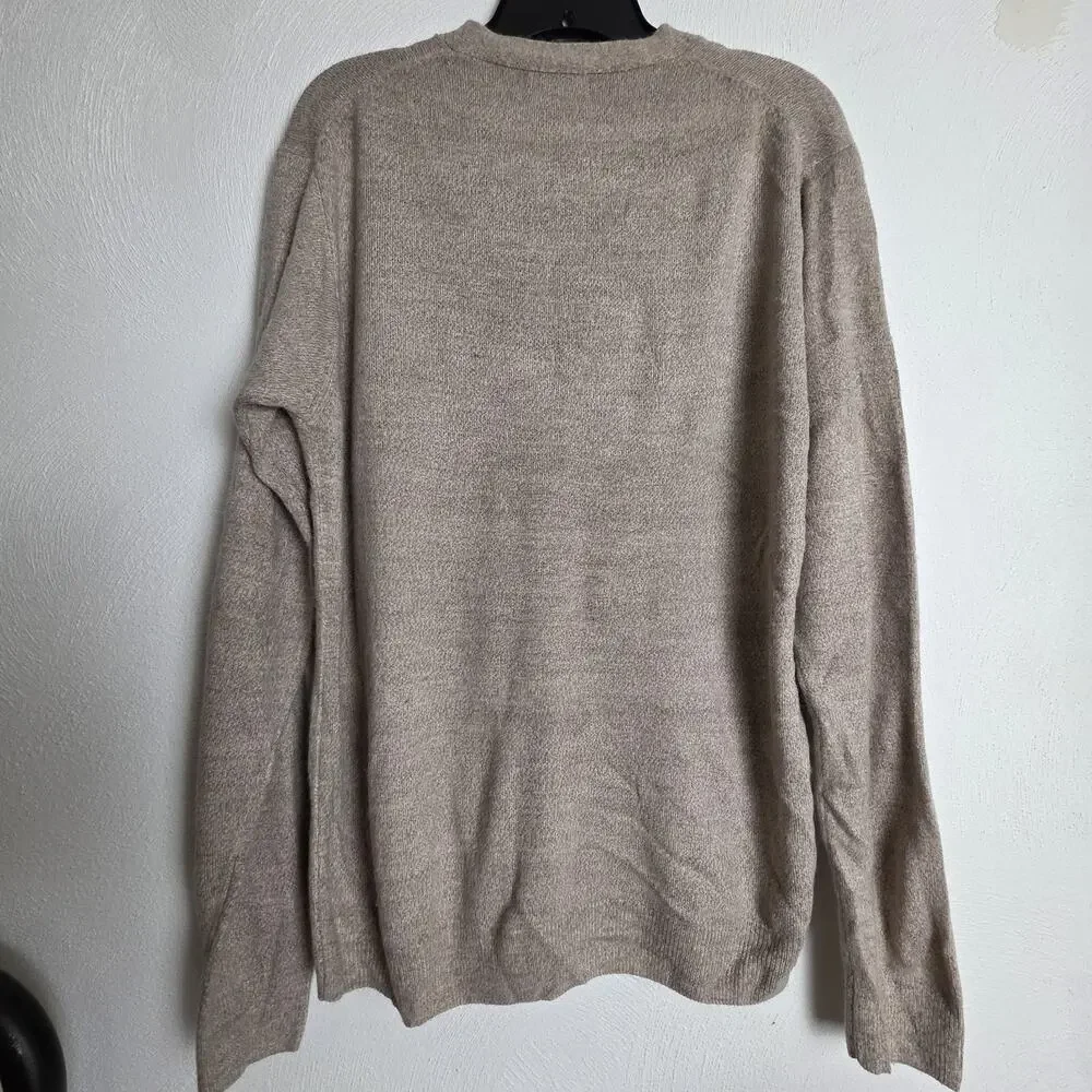 Vtg Jantzen Men's Beige V-Neck Button Front Knit Acrylic Cardigan Sweater M